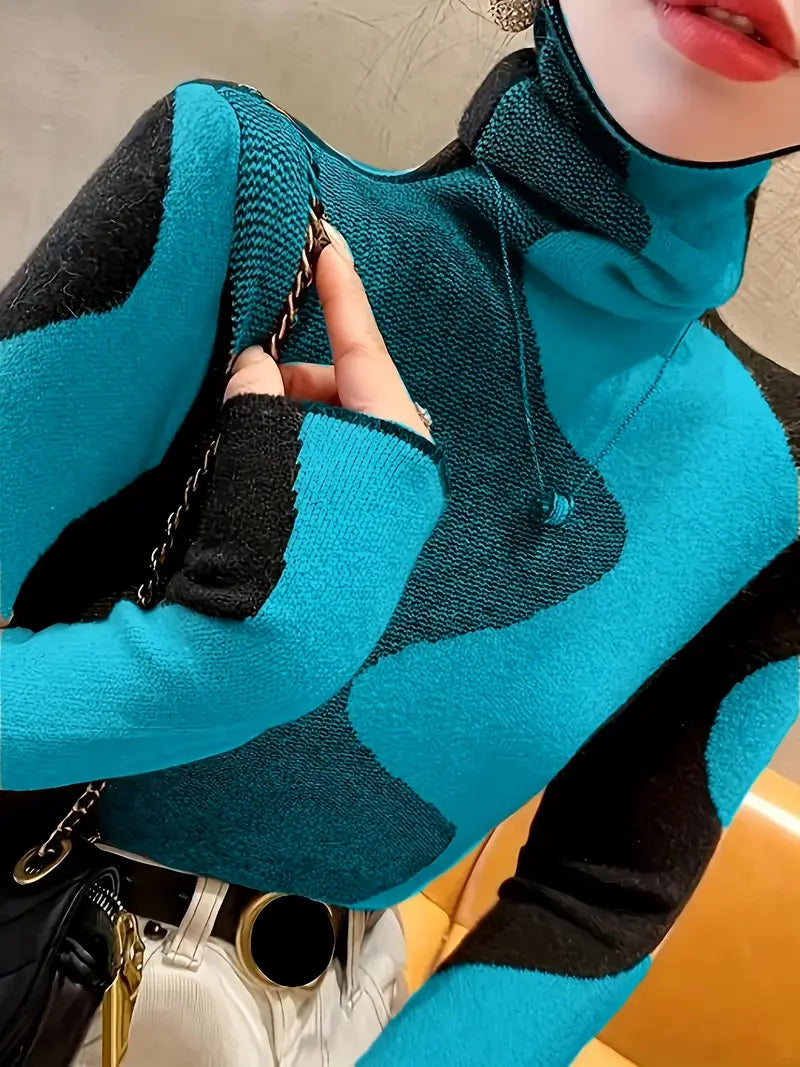 Charu – Rollkragenpullover mit Farbblockdesign