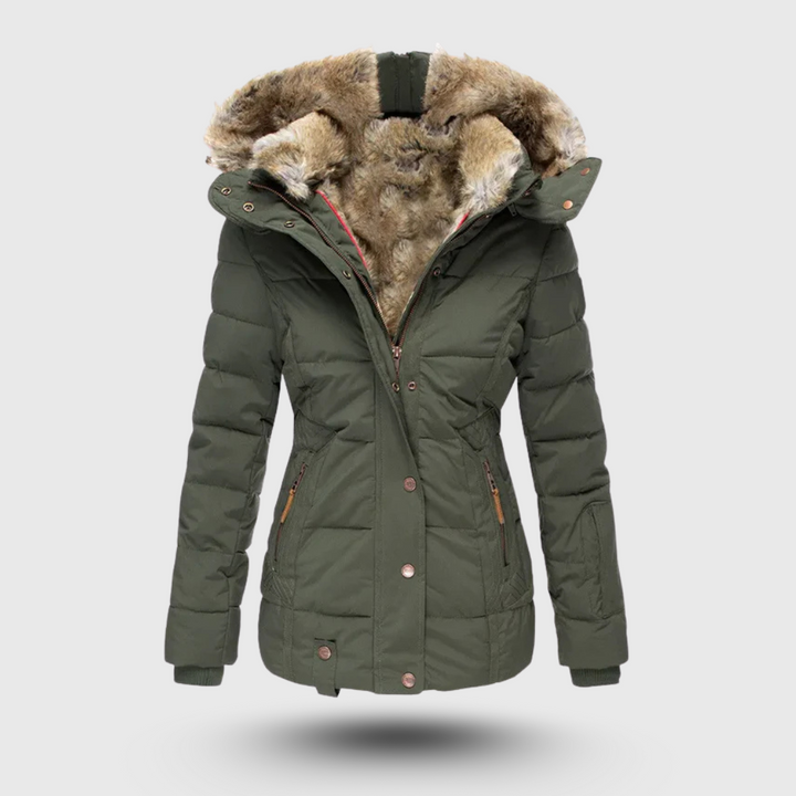 Hanne – Winterjacke mit Flauschigem Kragen und Schmaler Passform