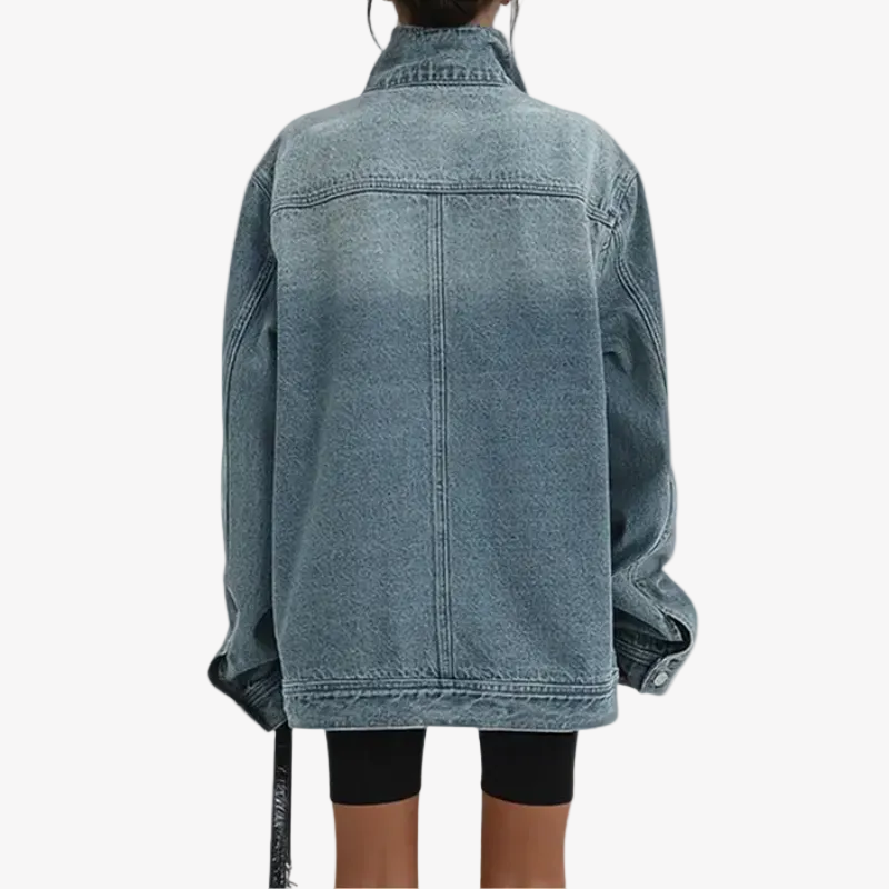 Inthet – Baumwolle Street Style Trendige Asymmetrische Knopfjacke