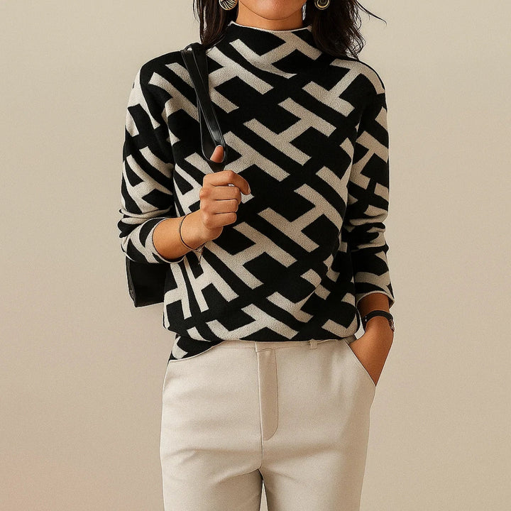 Aya - Bequemer Damenpullover mit Geometrischem Muster