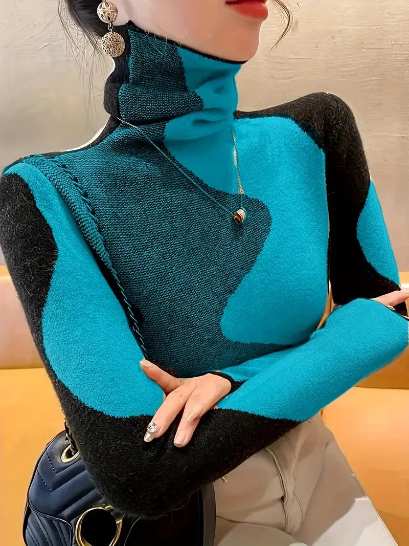 Charu – Rollkragenpullover mit Farbblockdesign