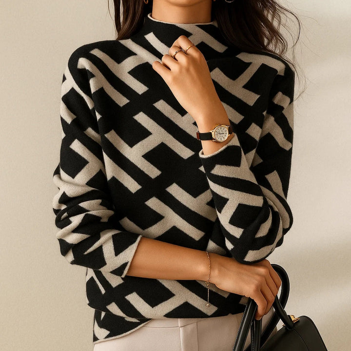 Aya - Bequemer Damenpullover mit Geometrischem Muster