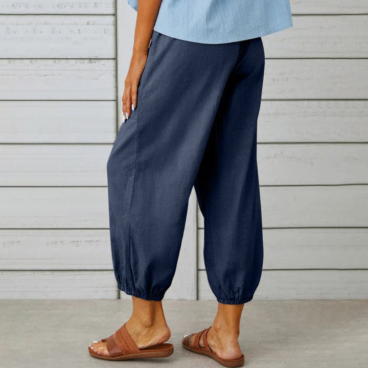 Lidia - Weite Damenhose aus Baumwolle und Leinen