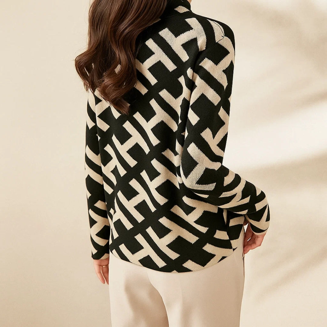 Aya - Bequemer Damenpullover mit Geometrischem Muster