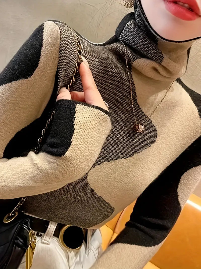 Charu – Rollkragenpullover mit Farbblockdesign