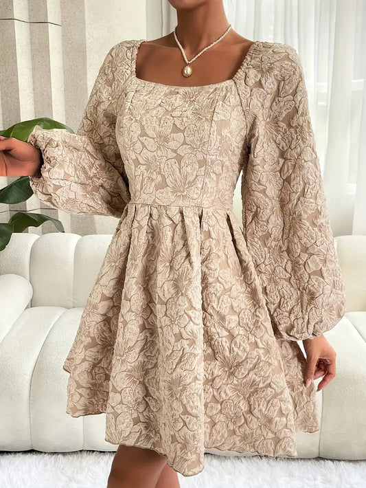 Alia – Kleid mit Puffärmeln und Blumenstickerei