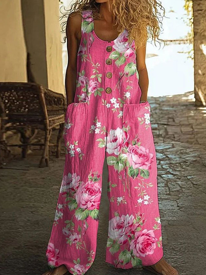 Realyn – Blumiger ärmelloser Jumpsuit