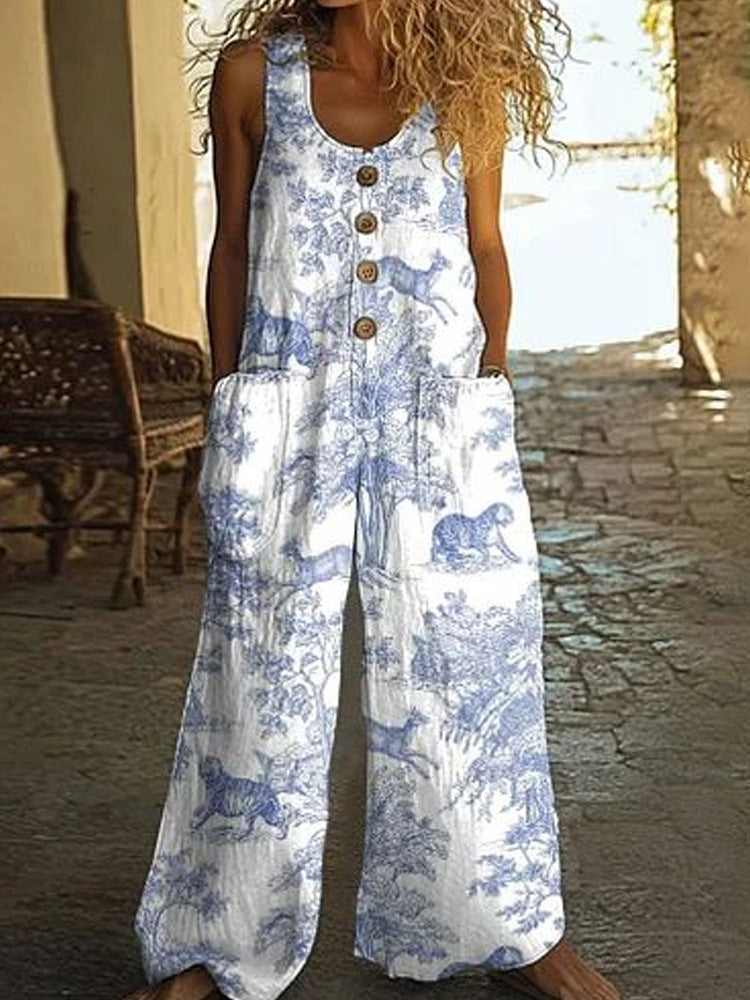 Realyn – Blumiger ärmelloser Jumpsuit