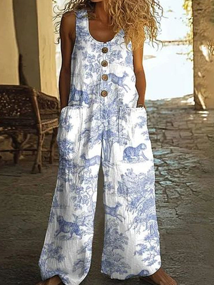 Realyn – Blumiger ärmelloser Jumpsuit