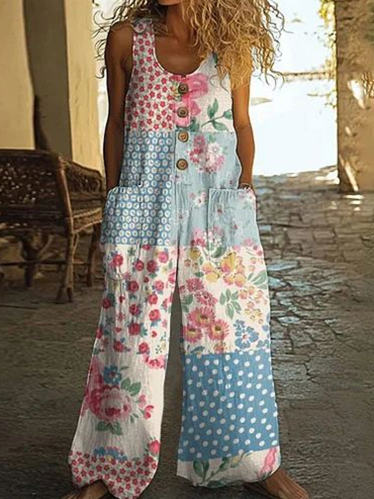 Realyn – Blumiger ärmelloser Jumpsuit