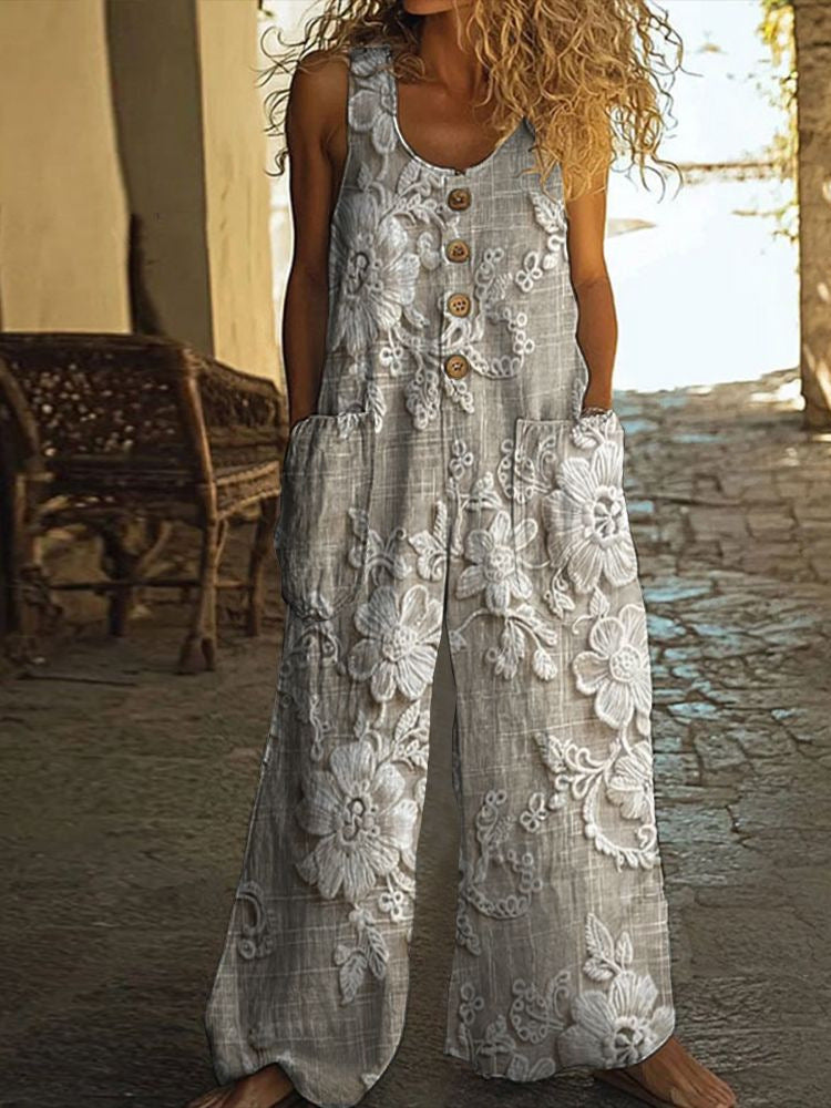 Realyn – Blumiger ärmelloser Jumpsuit