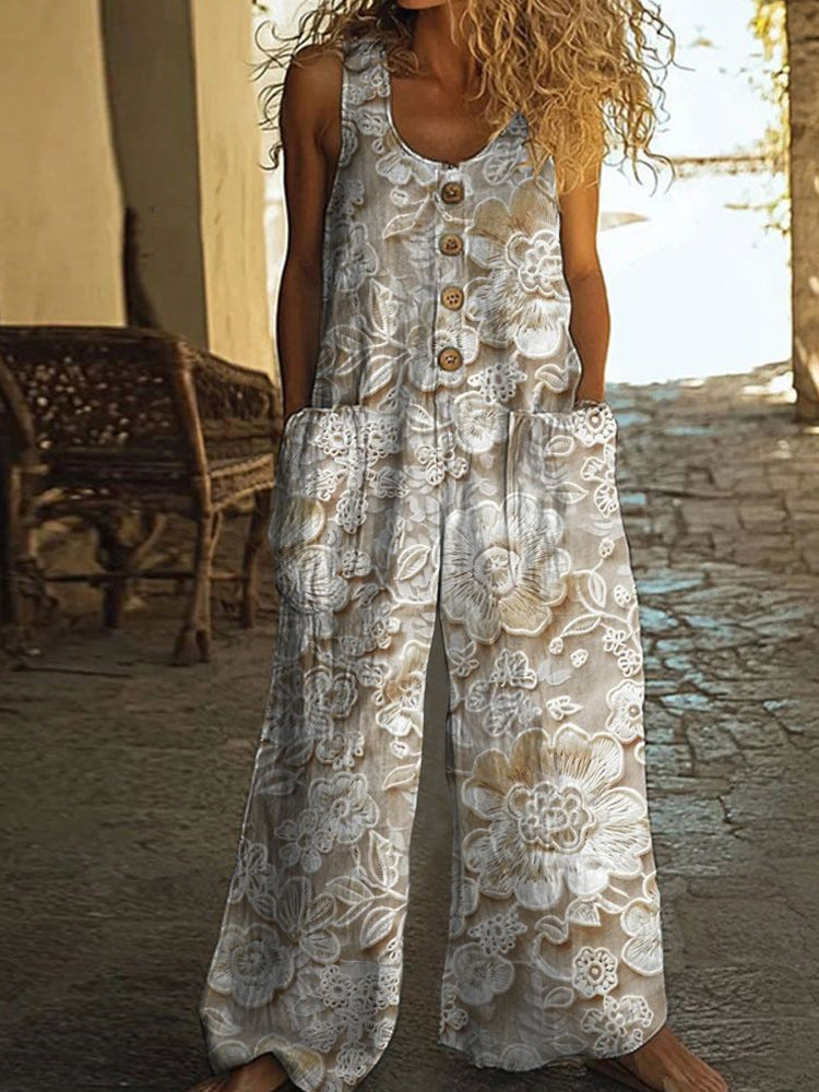 Realyn – Blumiger ärmelloser Jumpsuit