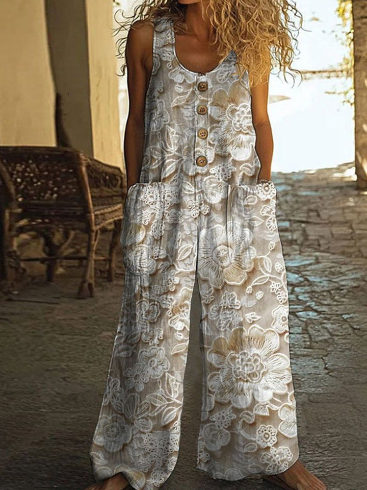 Realyn – Blumiger ärmelloser Jumpsuit