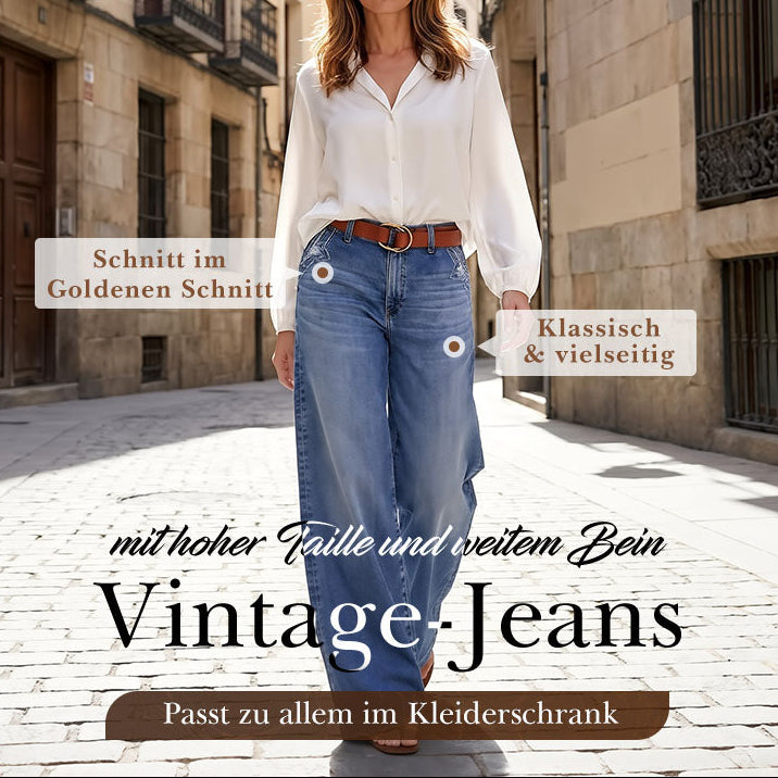 Mercy - Damen-Vintage-Hochbund-Weitbeinjeans