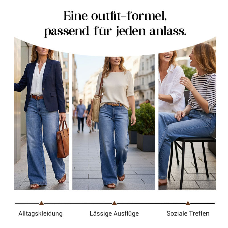 Mercy - Damen-Vintage-Hochbund-Weitbeinjeans