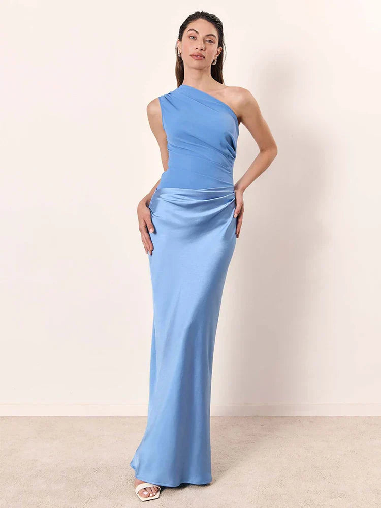 Luna - Maxikleid mit goldener Satinbordüre