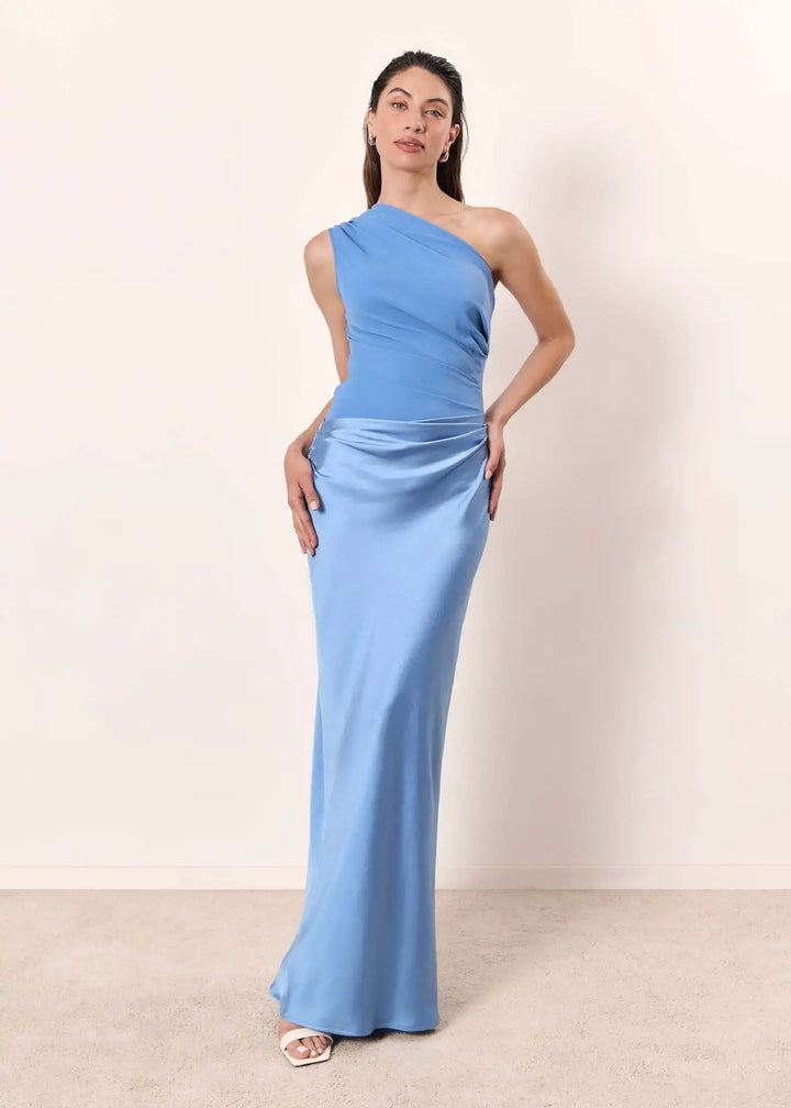 Luna - Maxikleid mit goldener Satinbordüre
