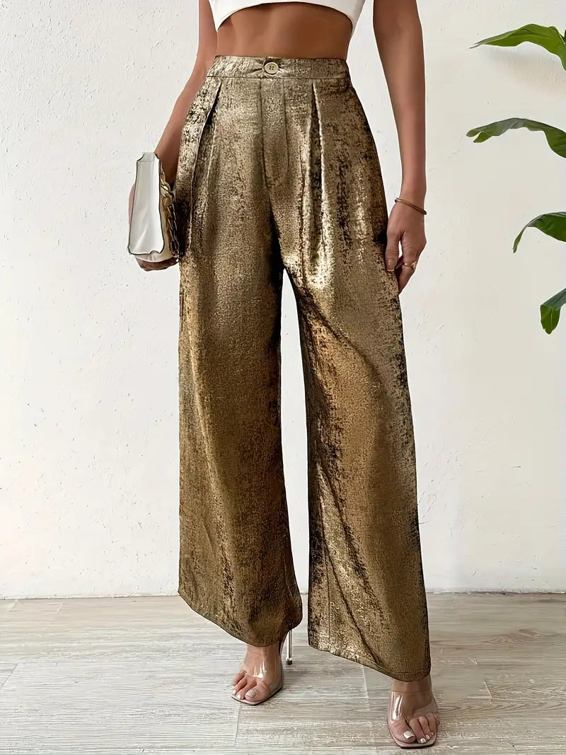 Dara – Metallic-Hose mit weitem Bein