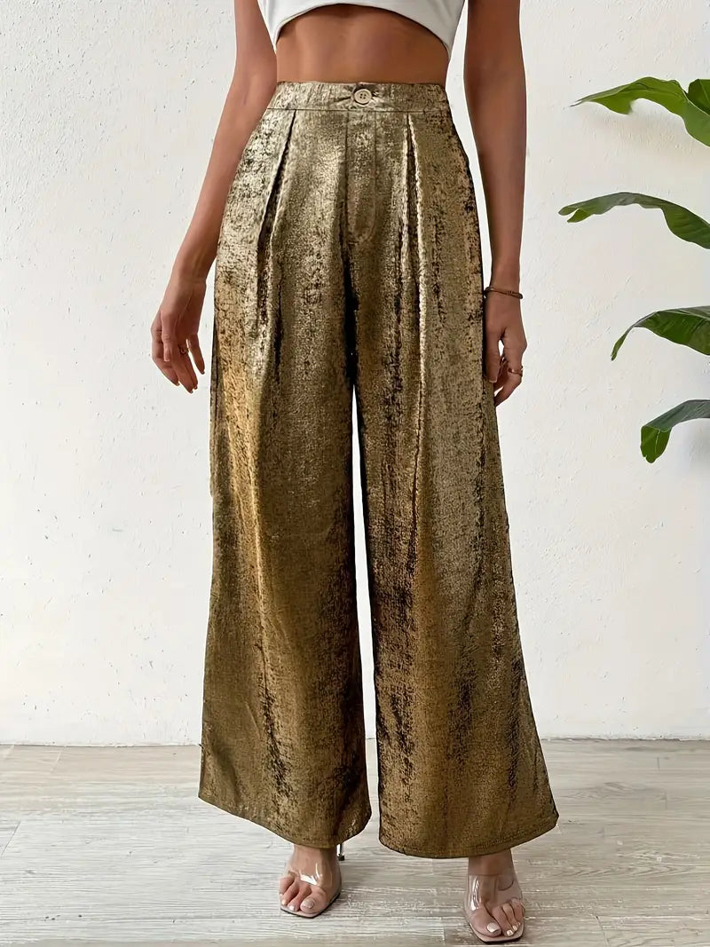 Dara – Metallic-Hose mit weitem Bein