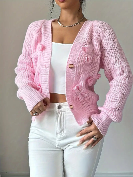 Zyrene – Gemütliche rosa Strickjacke