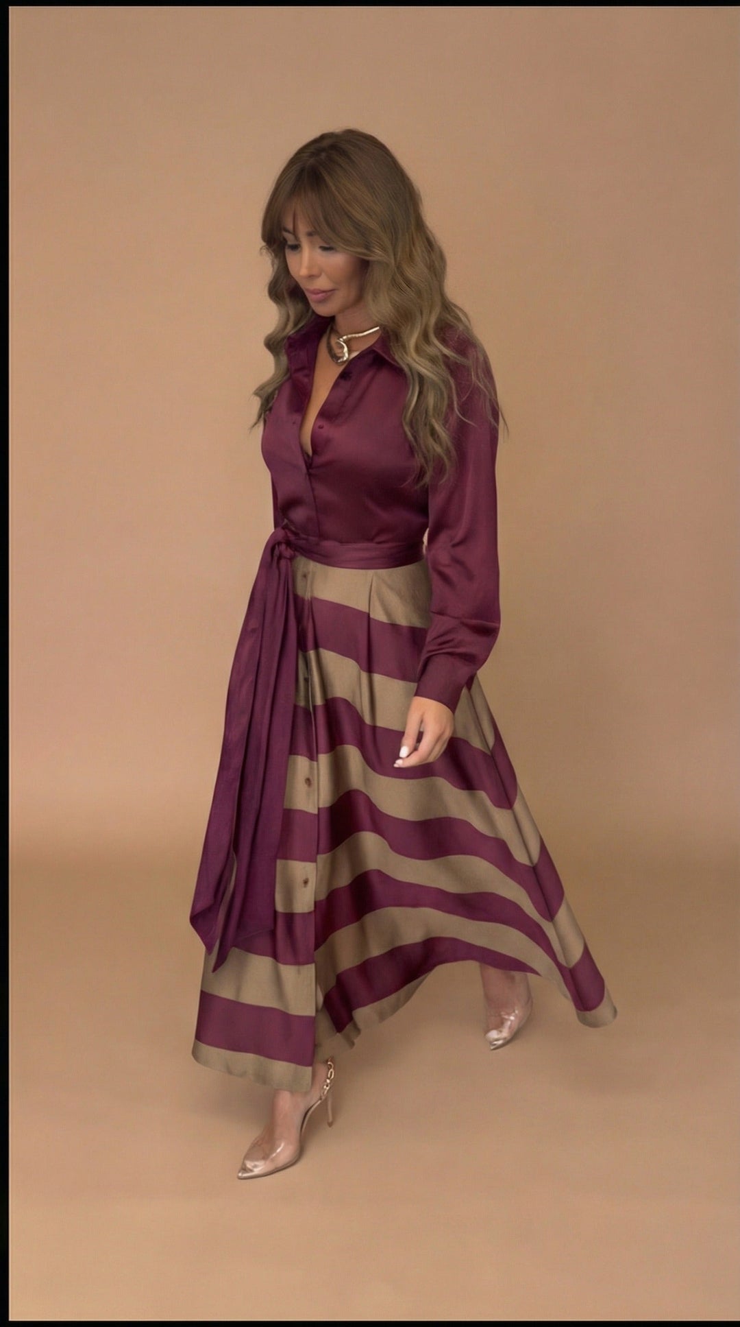 Mila - Gestreiftes Maxikleid