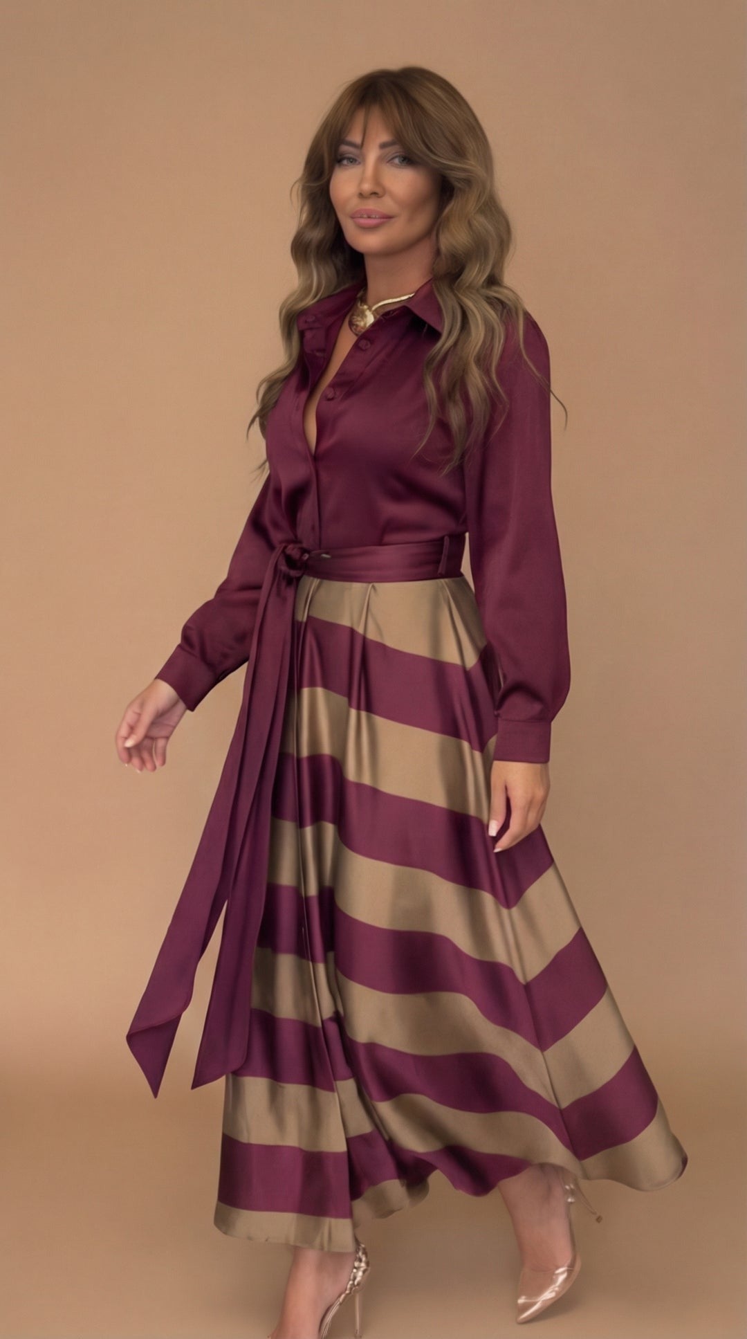 Mila - Gestreiftes Maxikleid