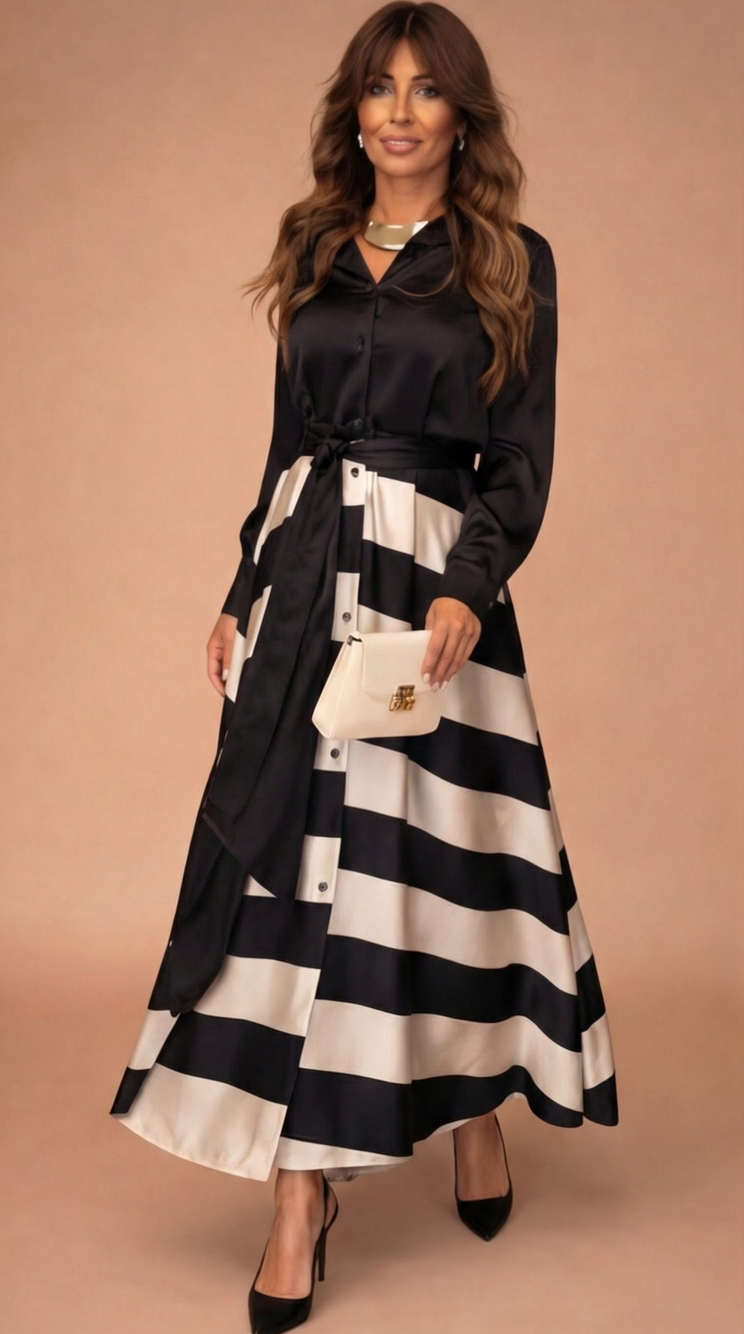 Mila - Gestreiftes Maxikleid
