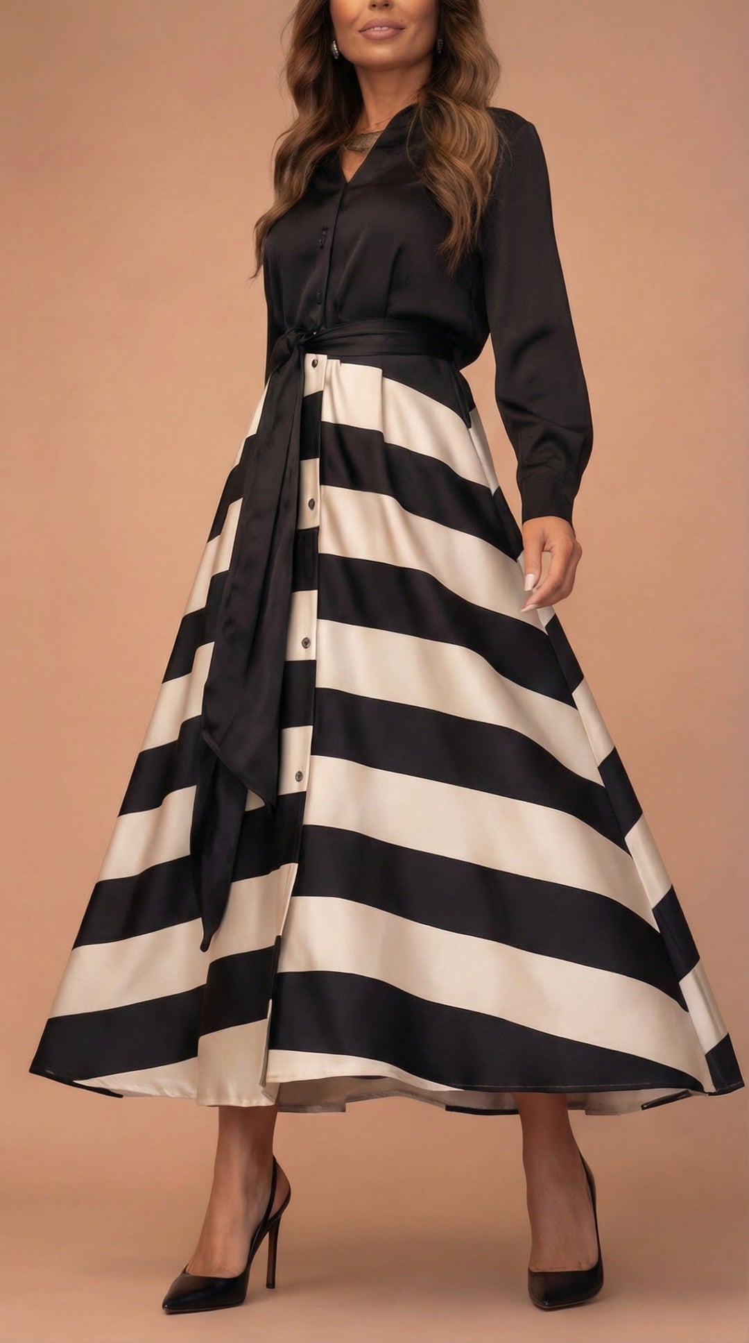 Mila - Gestreiftes Maxikleid
