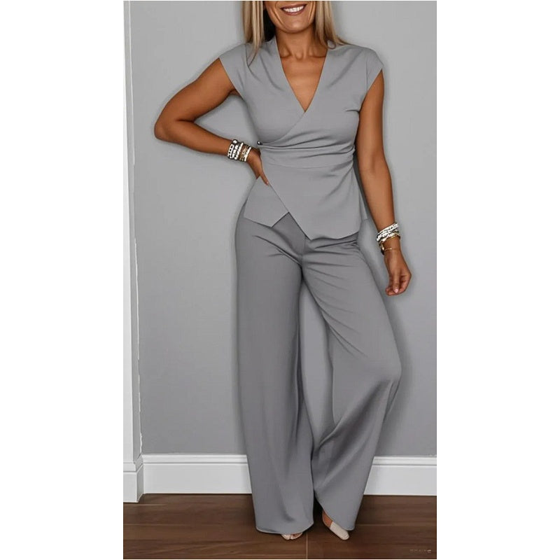 Demie - Stylisches Set aus Oberteil mit V-Ausschnitt und Hose