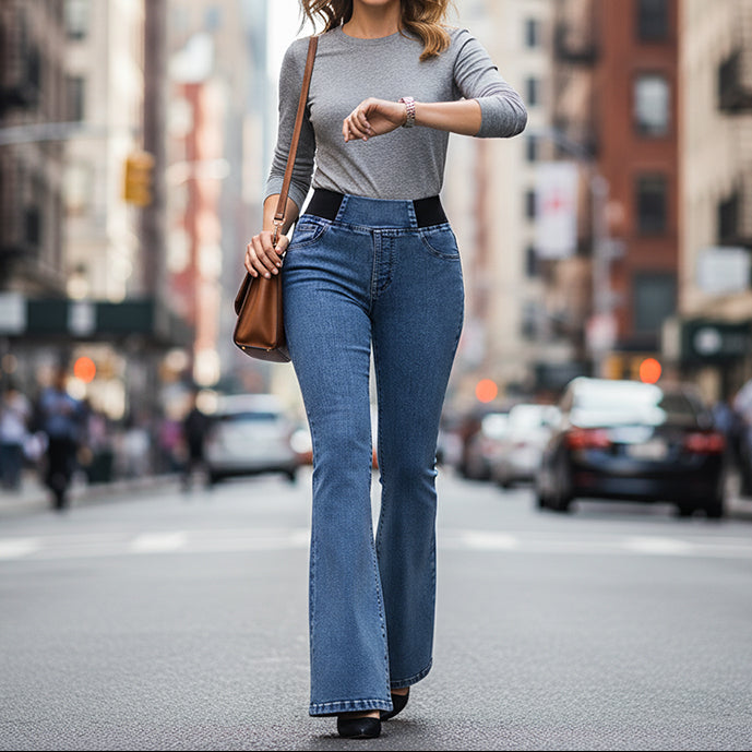 Clowy – Jeans mit Hoher Taille Stretch und Ausgestelltem Bein